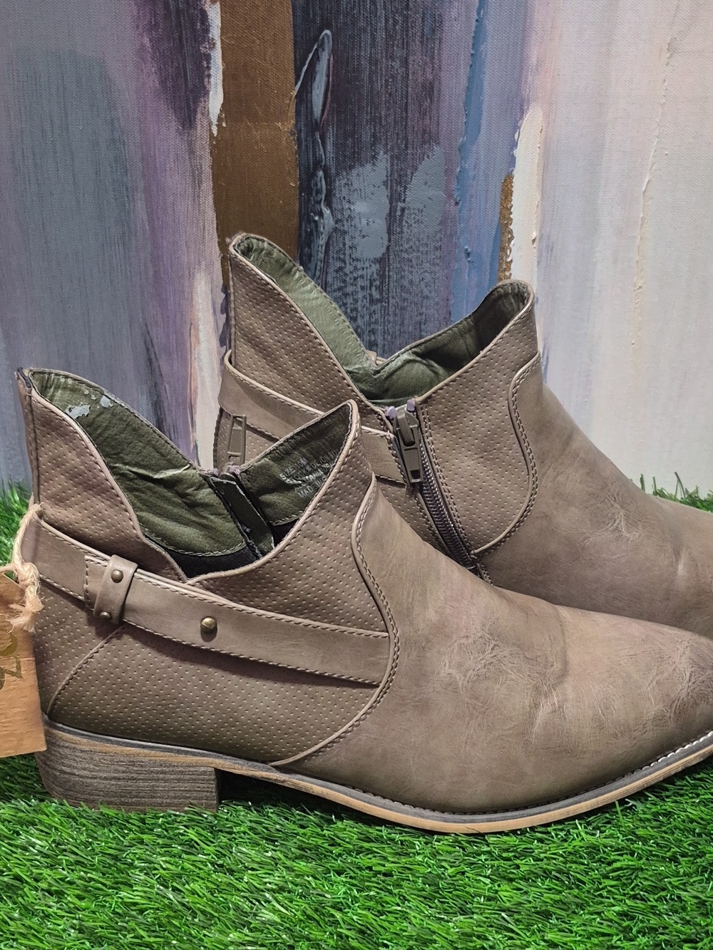 Taupe Women's Ankle Boots - Casual Slip-On Chelsea Style